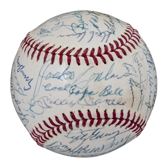 1974 Baseball Hall of Fame Induction Multi Signed OAL Cronin Baseball With 33 Signatures (Beckett)